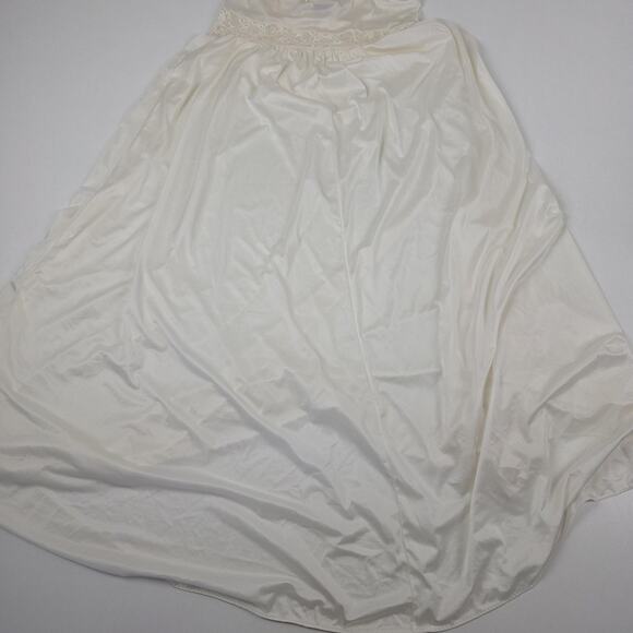 Shadowline Nightgown Womens Medium Ivory Lace Bodice Long Maxi Sleepwear V-Neck - Picture 13 of 16